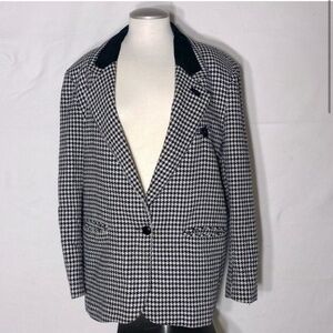 Vintage Razz International White Black Houndstooth Blazer M